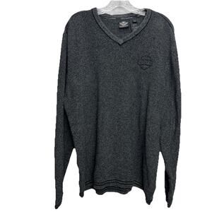 Vintage Harley-Davidson Gray V-Neck Sweater Men’s XL 100% Cotton Motorcycle